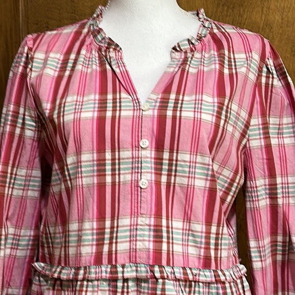 J.Crew Plaid Mini Dress with Ruffle Trim Size 12 - NWT - Picture 2 of 6